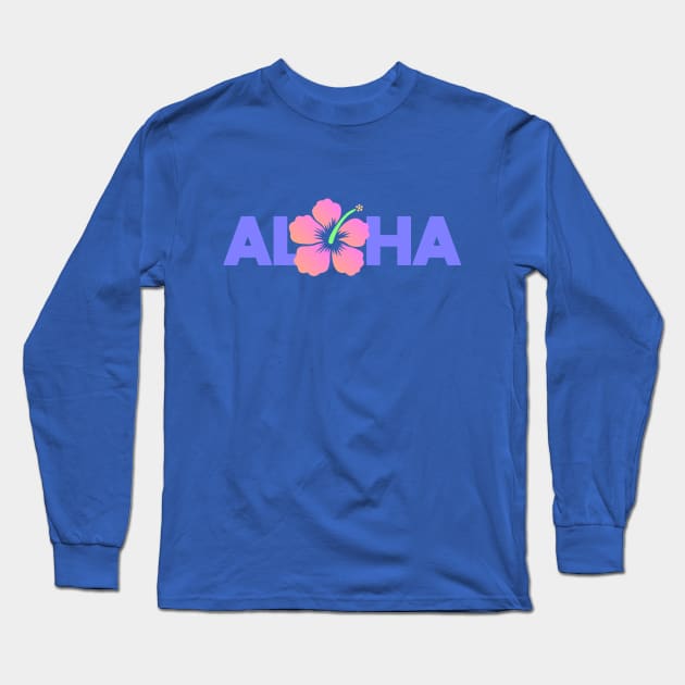 Aloha with Hibiscus Long Sleeve T-Shirt by Dale Preston Design